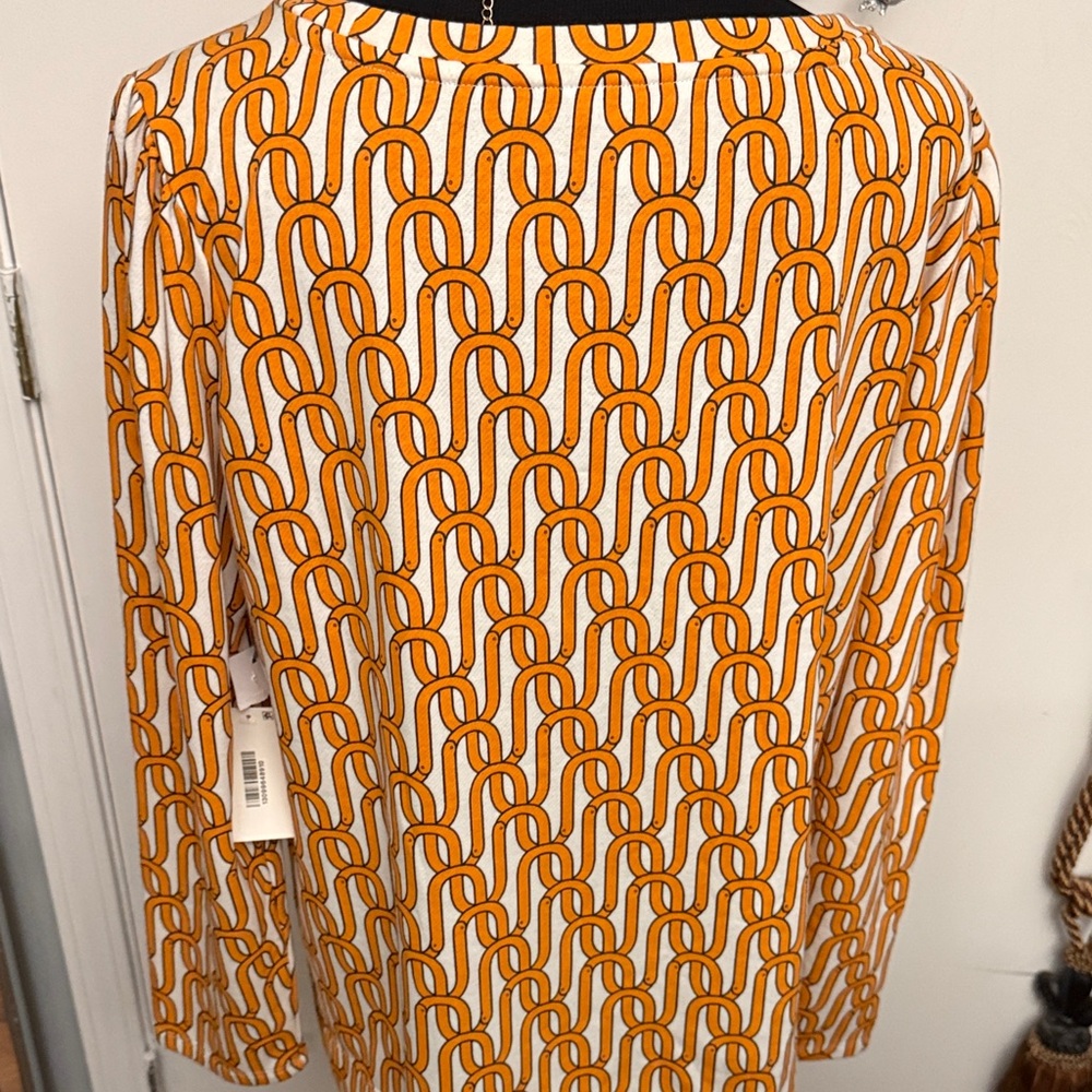 Liz Claiborne Orange and White Geometric Blouse - Picture 5 of 5